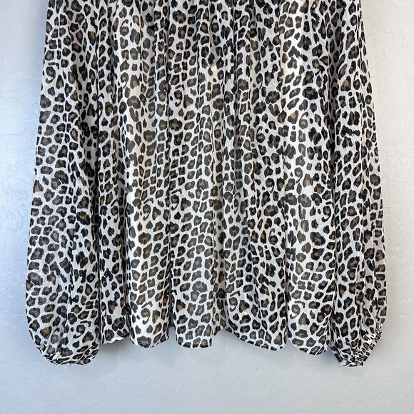 Maeve Anthropologie Top Size Large Leopard Print Flowy Blouse Balloon Sleeve - Picture 6 of 10